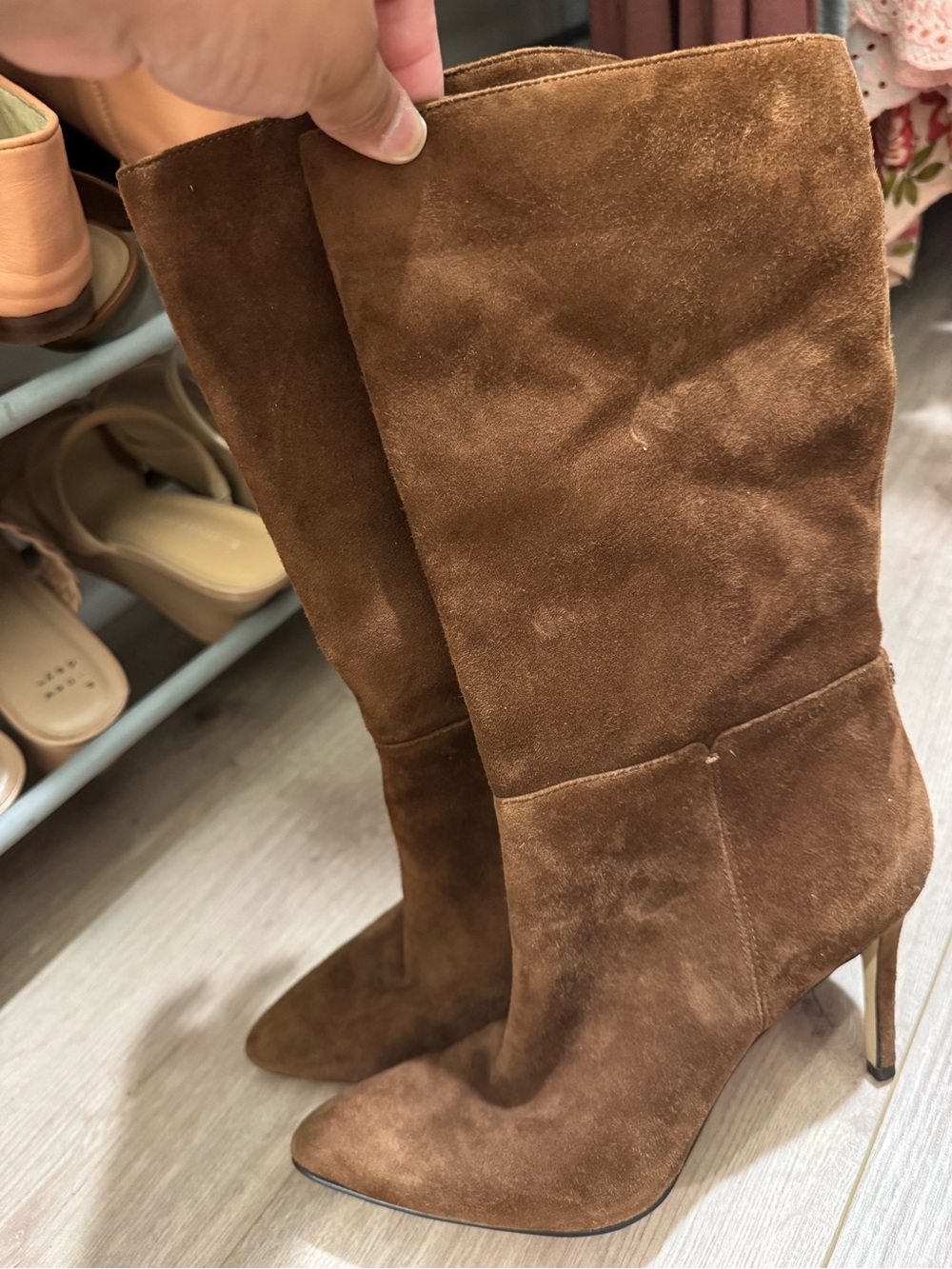 Sam Edelman Women’s Brown Suede Knee-High Stiletto Boots